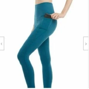 Danskin L Ladies' High Rise leggings with Pockets. Large, color: Teak Teal